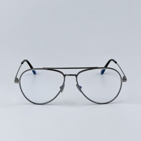 Tom Ford Men BRAND NEW Eyeglasses Gunmetal Clear Blue Light Block Round FT5800